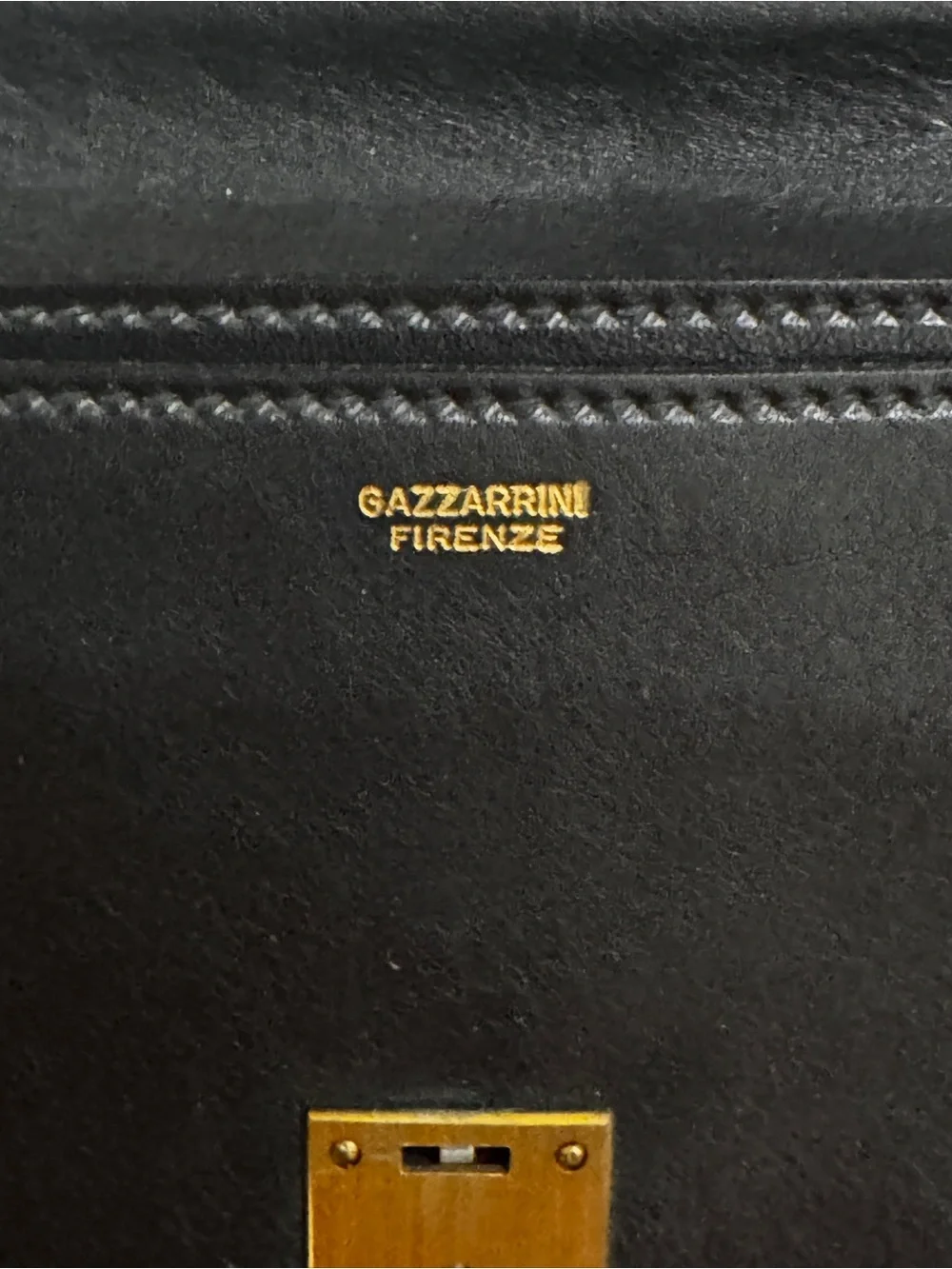 Gazzarrini Firenze Black Leather Men’s Document Folio Gold Lock have the key